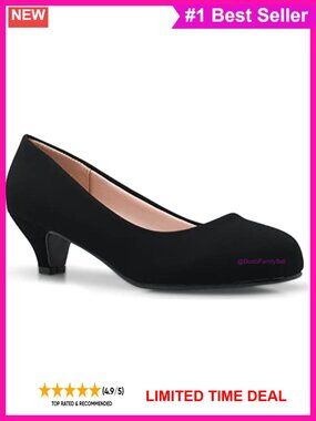 Kitten Heel Pumps Closed Toe Dress Work Party Low Heel Shoes